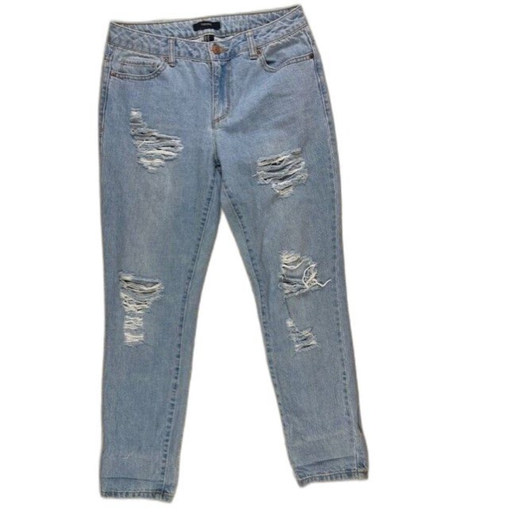 Forever 21 Size 26 Womens Ankle Jeans Stretch Light Wash Mid Rise Distress